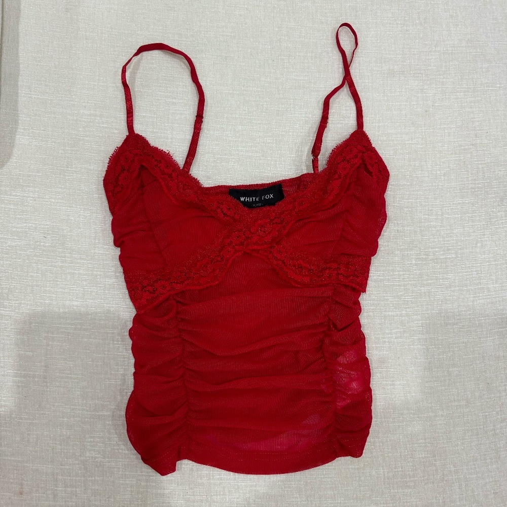 White Fox Boutique: Red Lace Red Tank Top